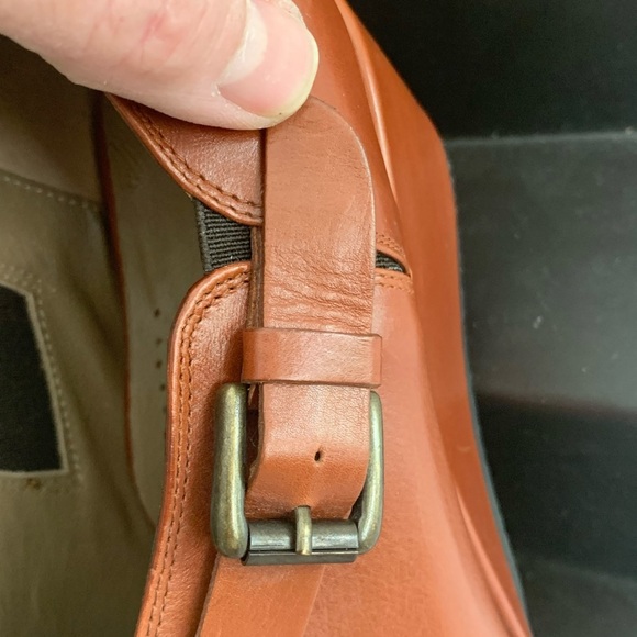 NEW ANYI LU Peep Toe Buckle Wedges Booties Ankle Boots Leather Brown Cognac - Picture 6 of 14